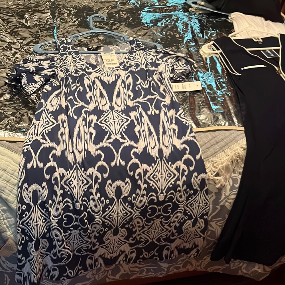 Blue and white dress with tags size small